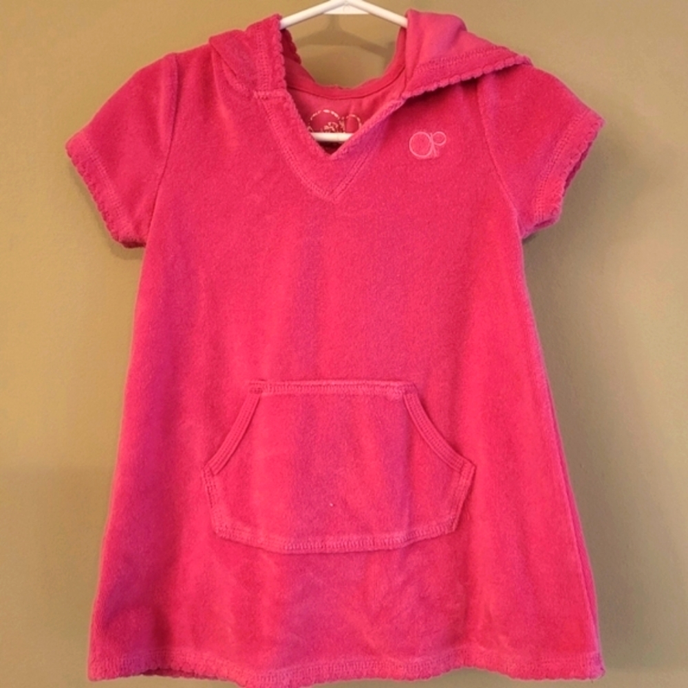 Pink terry hooded swimsuit coverup